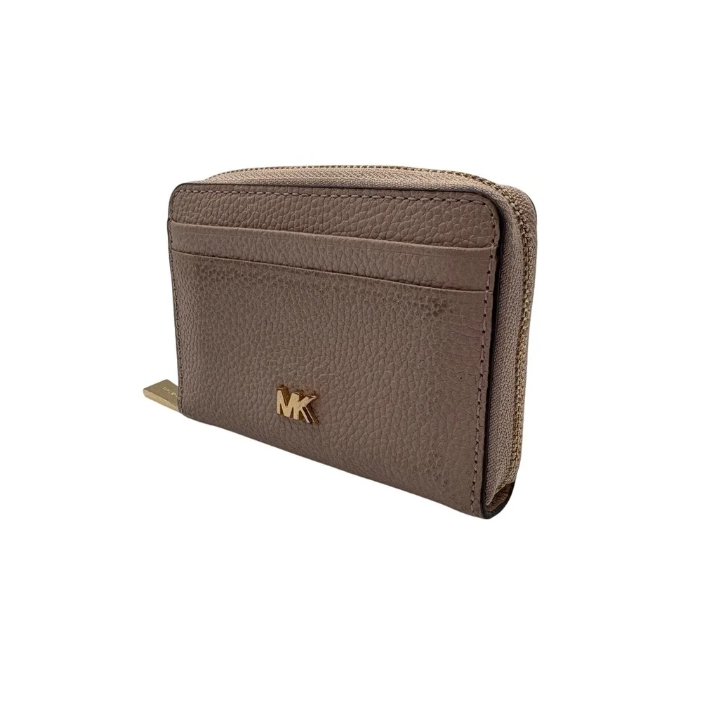 Michael‎ Kors Zip Around Wallet Womens Small Pink Good Pebbled Leather MK Logo